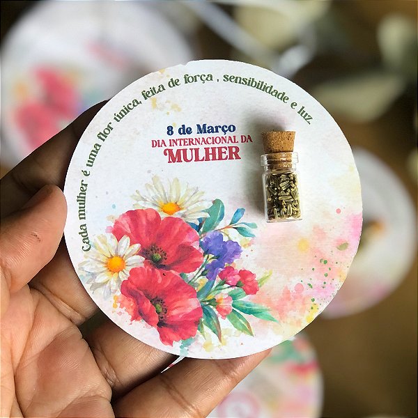Card e Mini Vidro com Sementes | Dia da Mulher
