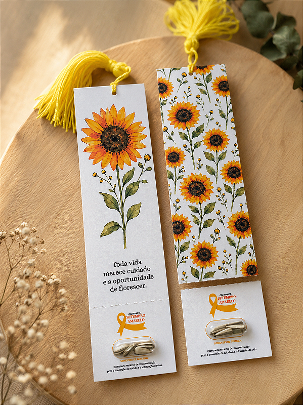 Marcador de Livro e Eco Cápsula com Sementes | Setembro Amarelo