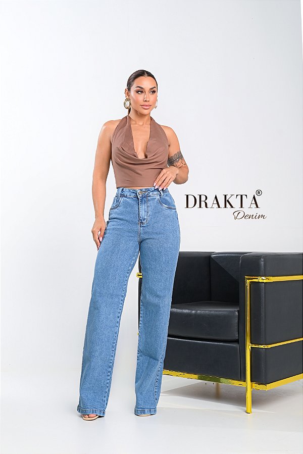 Calça Jeans Widleg Baby Denim Elegante