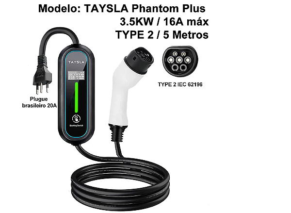 TAYSLA Carregador Portátil Para Carro Elétrico Phantom Plus 3.5KW e 7KW