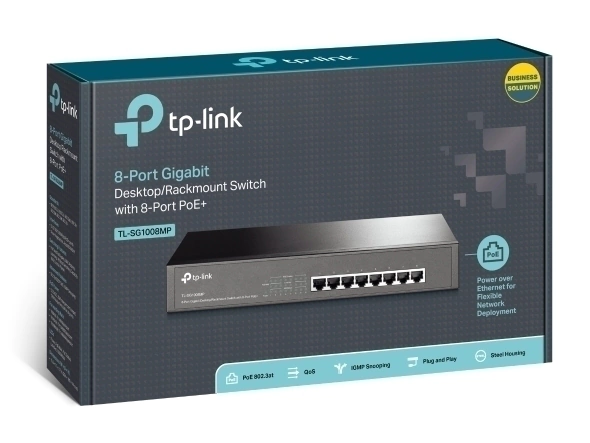 Switch TP-Link de Mesa/Rack Gigabit de 8 Portas PoE+ - TL SG1008MP