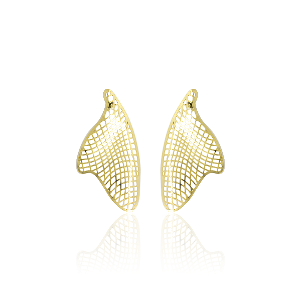 Brinco Orgânico Dourado Folheado Ouro 18k