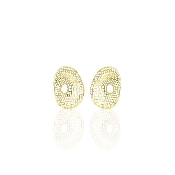 Brinco Orgânico Vazado Metal Banhado A Ouro