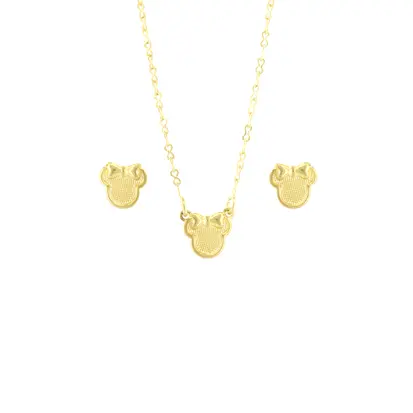 Conjunto Infantil Minnie Banhado a Ouro