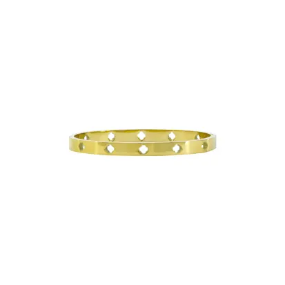 Bracelete Trevo Vazado Fio 6mm Dourado