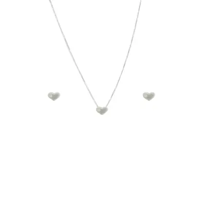 Conjunto Coração Prata 925 7mm com Zircônia Veneziana 0.6mm 40cm + Extensor