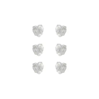 Brinco Coração Zircônia 3mm Prata 925