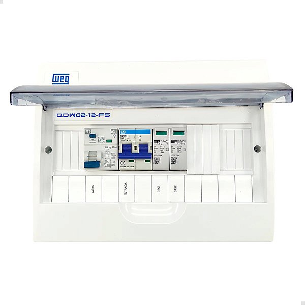 Quadro QDW02-12-FS completo (1 saída bifásica)