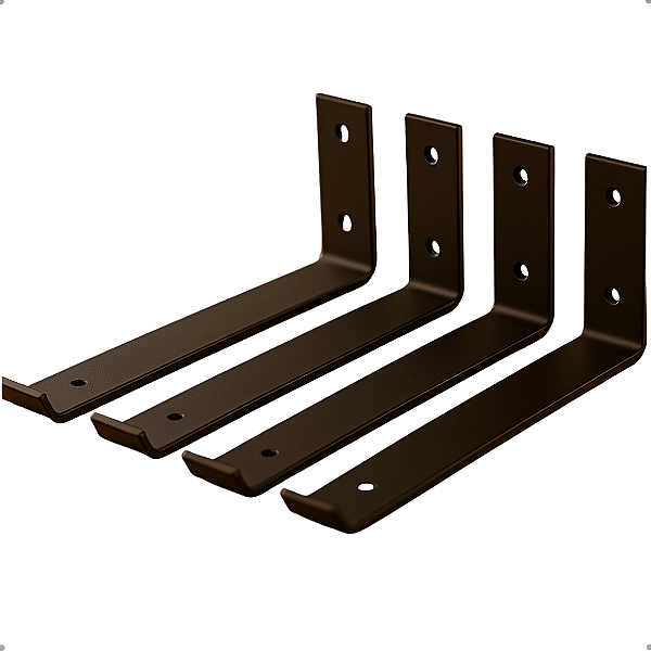 Kit 4 Mão Francesa Invertida 25cm (Ferro/Aço) – Preta com Ponta