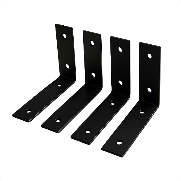 Kit 4 Mão Francesa Invertida 20 cm Ferro Aço Suporte Preta