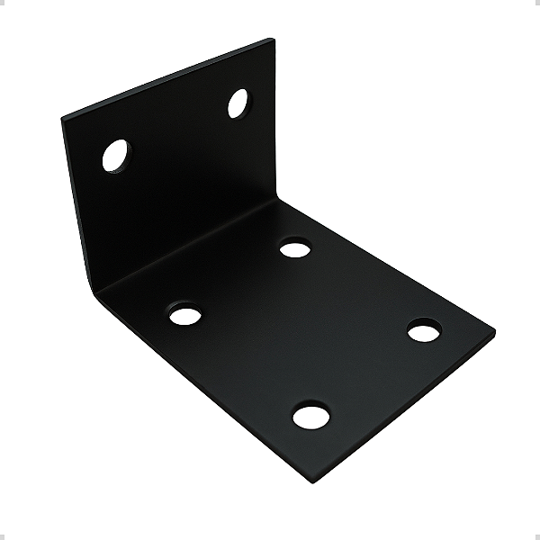 Suporte Viga Cantoneira 10x7x6m com 6 Furos 10mm - Preto Semi Fosco