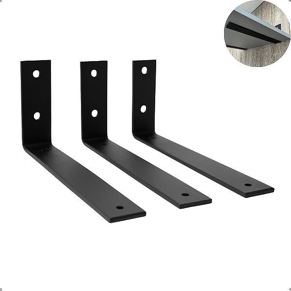 3x Mão Francesa Suporte para Prateleira Estilo Industrial Reforçada 25 cm