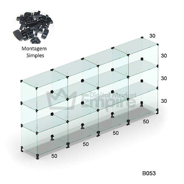 Balcão de vidro modulado 2 metros comprimento por 1 de altura