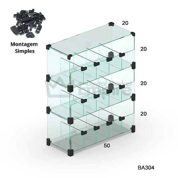 Baleiro de vidro modulado 50X60X20CM - 15 Divisórias