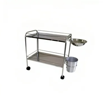 Carro Curativo Inox com Balde e Bacia