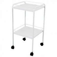 Mesa Auxiliar 40 x 40 x 80 Epóxi com Rodízios e Varandas