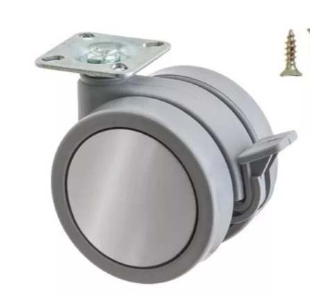 Rodizio cinza 65mm com chapa 38x38 com freio