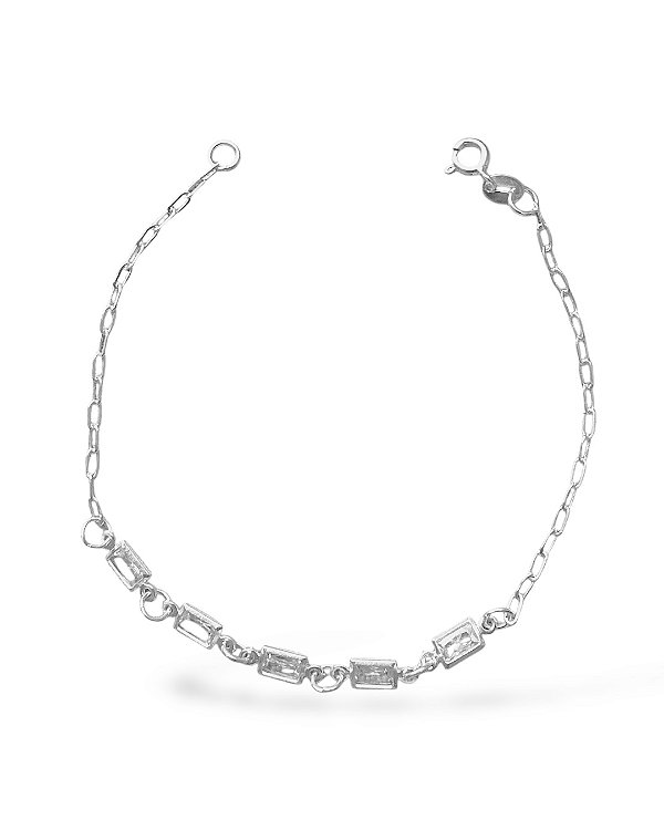 PULSEIRA PRATA CRISTAL RETANGULAR