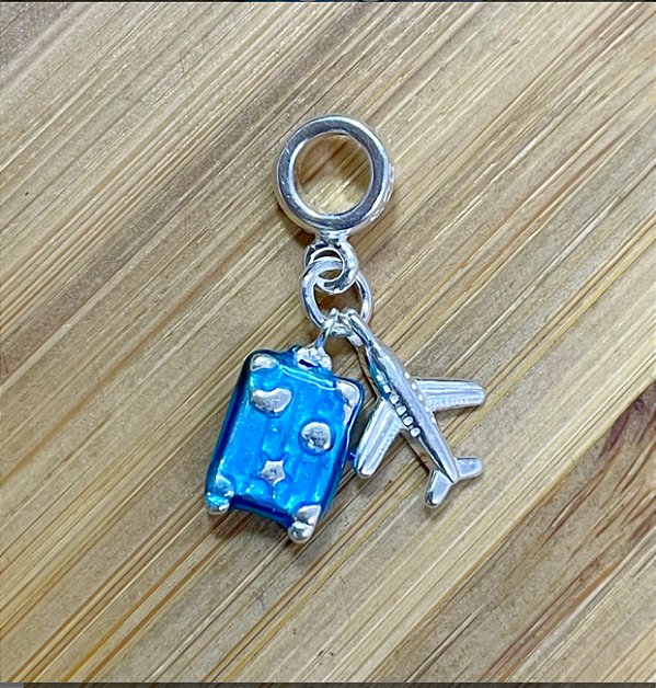 BERLOQUE PRATA AVIÃO E MALA