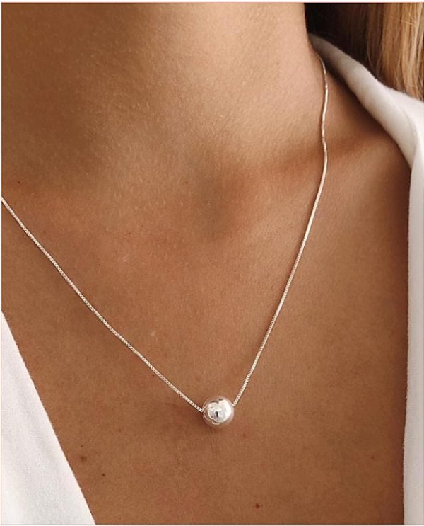 GARGANTILHA PRATA VENEZIANA BOLA 45 CM