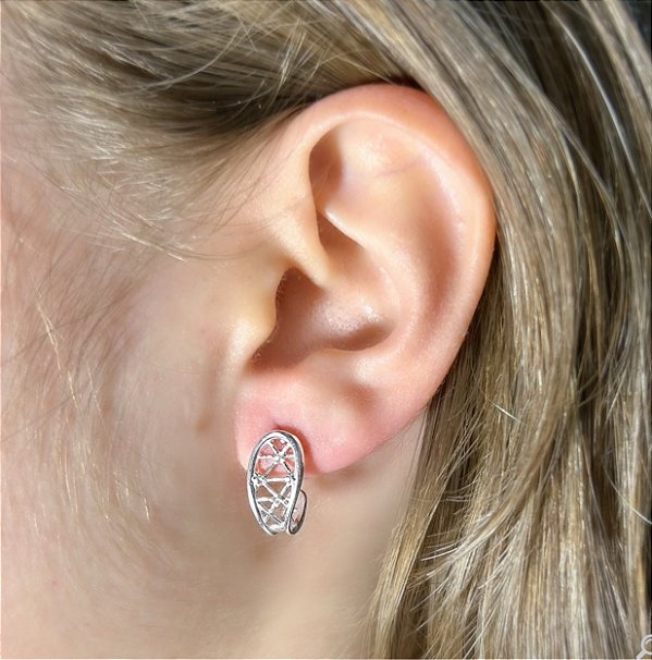 BRINCO PRATA ANZOL COM ZIRCÔNIA