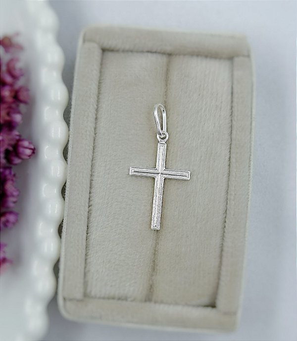 PINGENTE PRATA CRUZ TRABALHADA