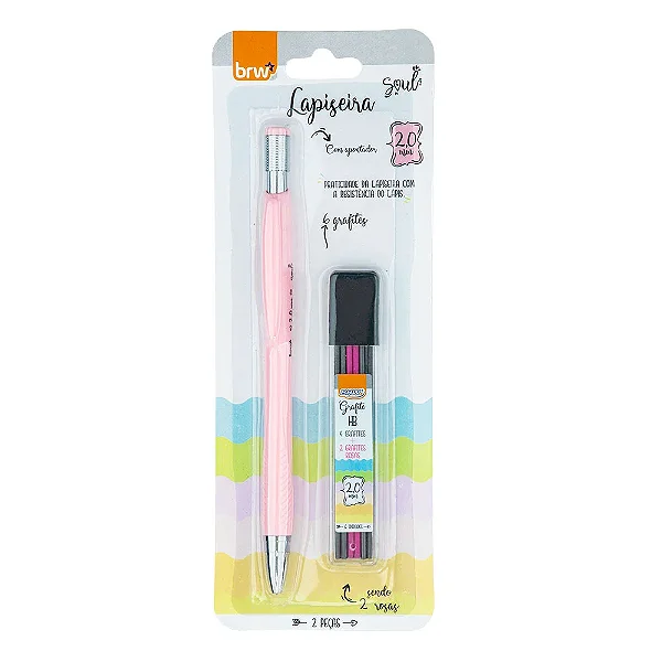 Lapiseira 2.0mm com Apontador  + Refil Grafites Soul