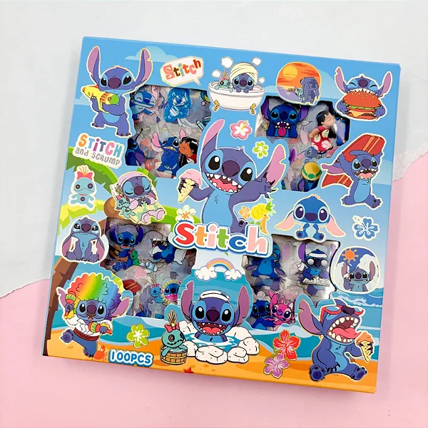 Caixinha com +100 Adesivos Stitch