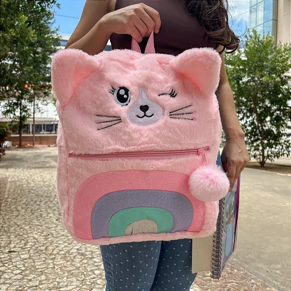 Mochila Pelúcia Gatinha