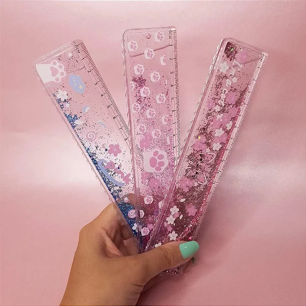 Régua Areia Movediça com Glitter Patinhas 20 cm