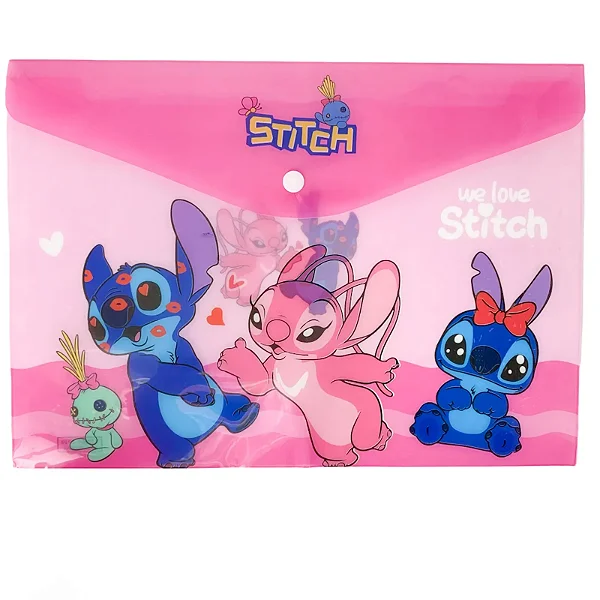 Pasta Plástica com Botão Stitch • A4