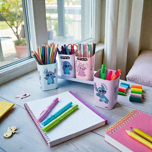 Porta Canetas com Bandeja Stitch • 5 itens