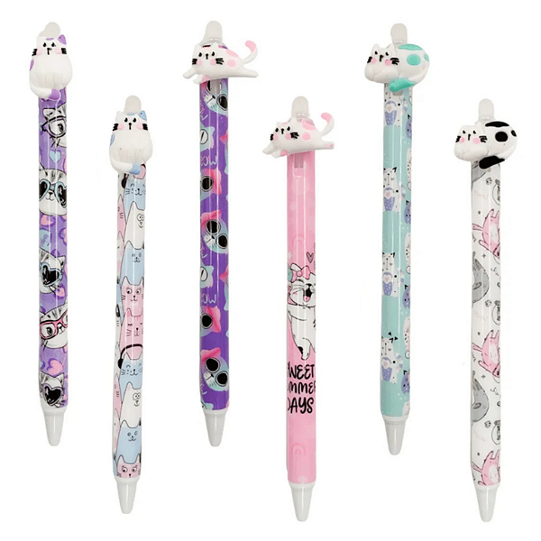 Caneta Clic Gel Apagável Gatinho 0.5mm