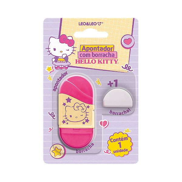 Apontador com Borracha + Refil Hello Kitty Sanrio