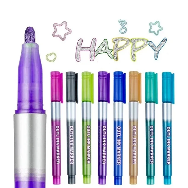 Caneta Marcador Contorno 2 Linhas Outline Marker