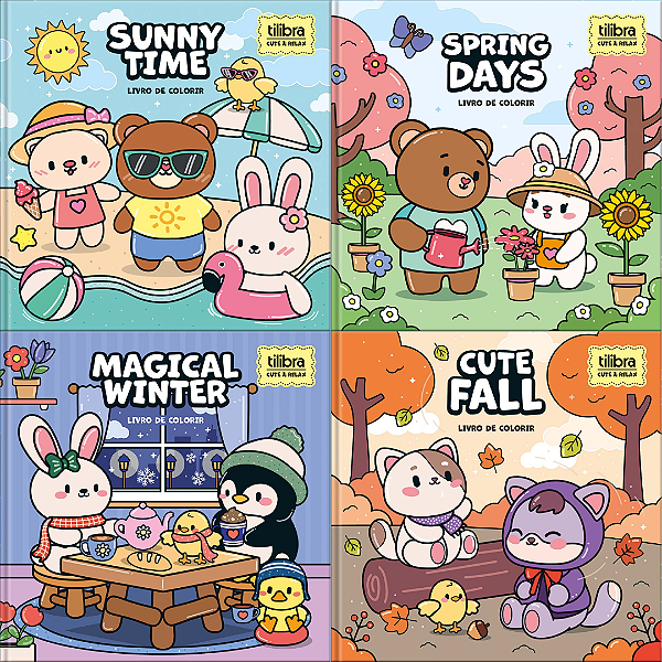 Livro de Colorir Capa Dura Relax Seasons • Cute & Relax