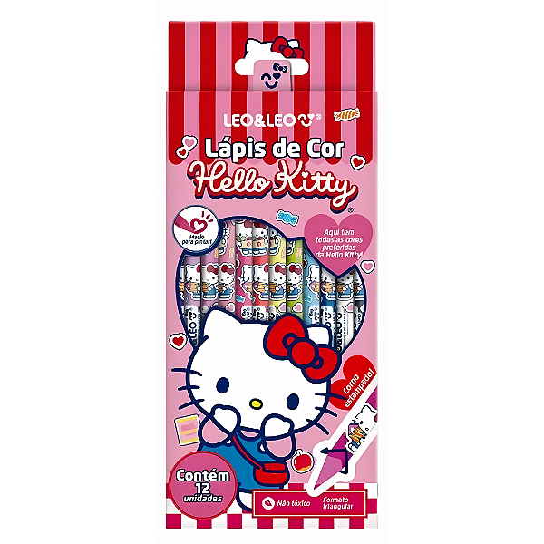 Lápis de Cor Sextavado Hello Kitty Sanrio • 12 Cores