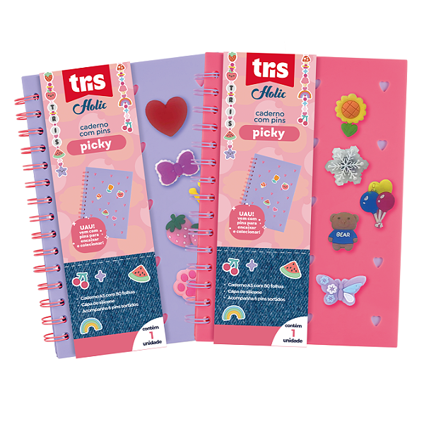 Caderno Pautado Holic Charm Picky 80F + 6 Pins • A5