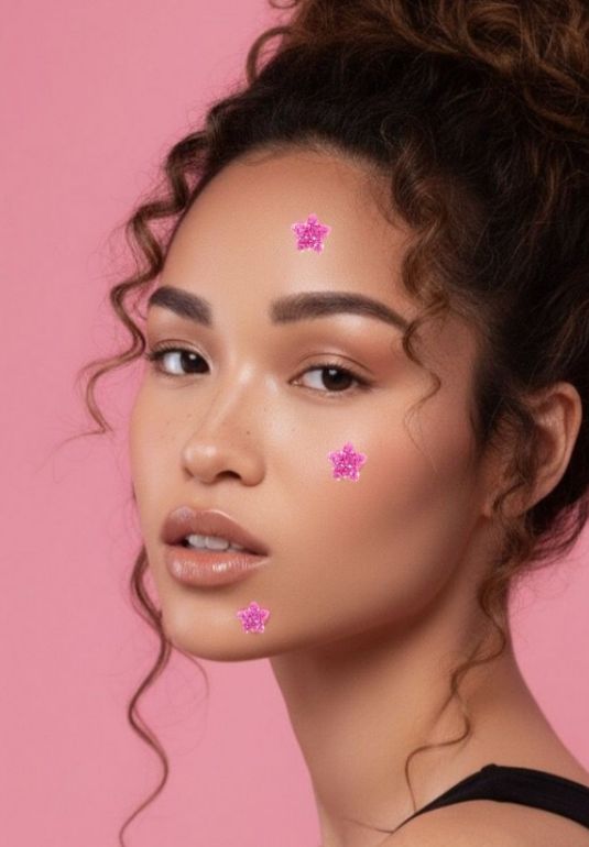 Cartela Adesivos Seca Espinha Acne Estrela com Glitter • 40 unid.