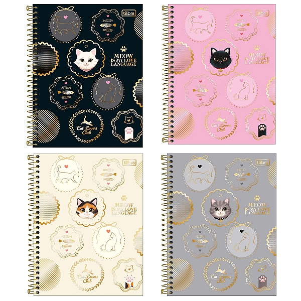 Caderno Colegial Capa Dura 1 Matéria Puurfect Cats • 60F
