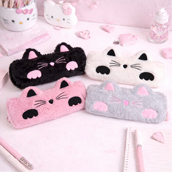 Estojo Pelúcia Gatinhos Orelhinhas