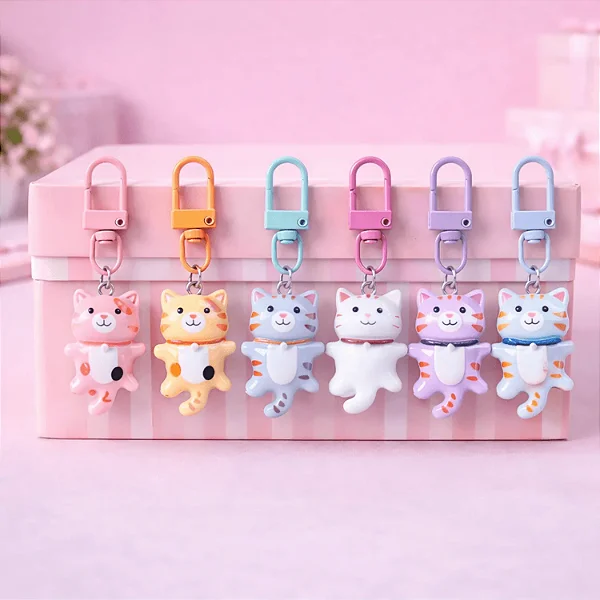 Chaveiro Pingente Charm Gatinhos