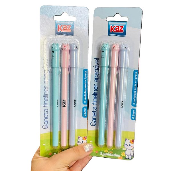 Kit Caneta Fineliner Apagável 0.5mm • Blister 3 unid.