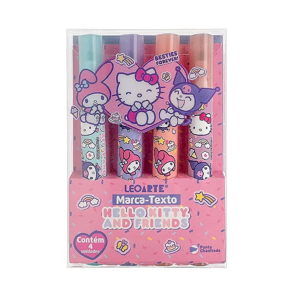Marca Texto Hello Kitty and Friends Sanrio • Estojo 4 unid.
