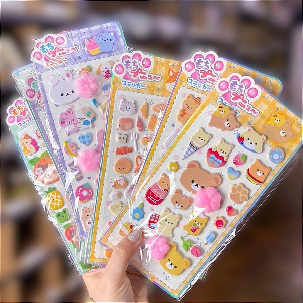 Cartela de Adesivos Puff Squishy 3D Anti-stress