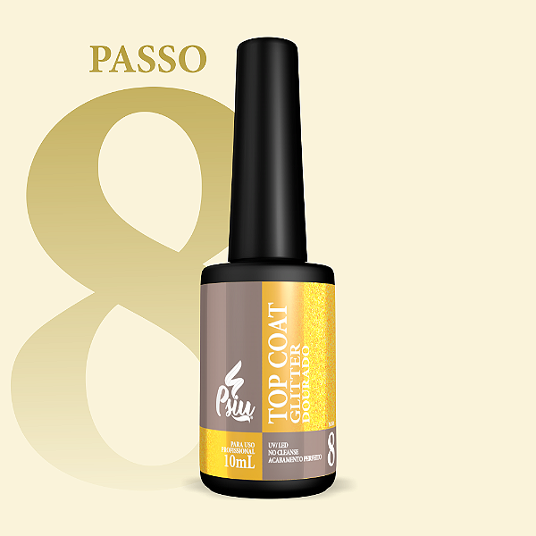 Psiu - Top Coat Glitter Dourado - 10ml