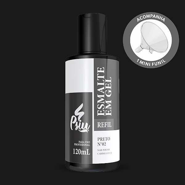 Psiu - Refil Esmalte em Gel Led/UV 02 Preto 120ml
