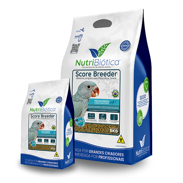 NUTRIBIÓTICA EXTRUSADA SCORE BREEDER PSITACIDEOS PEQUENO E MEDIO PORTE 300 G