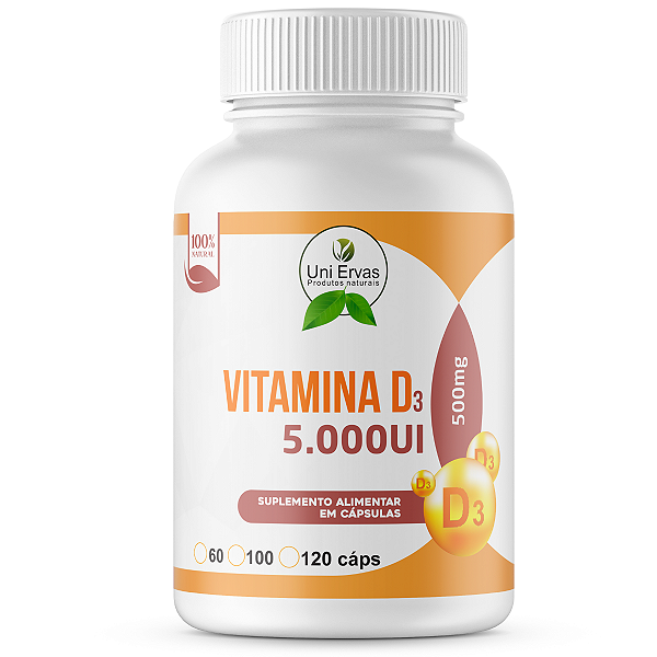 VITAMINA D3 5000UI   500mg  100 CAPSULAS