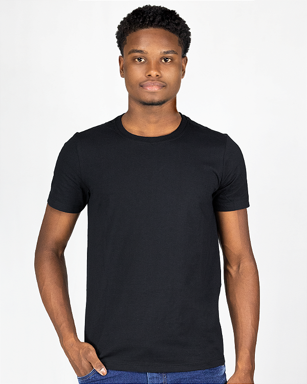 Camiseta Básica Meia Malha  Preta